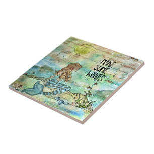 Beautiful Mermaid Make Some Waves Ceramic Tile