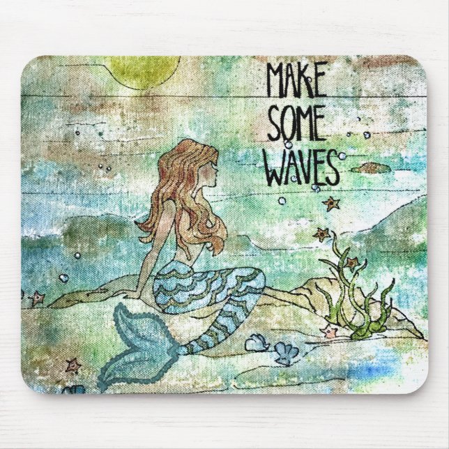 Beautiful Mermaid Make Some Waves Mouse Pad (Front)
