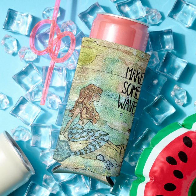 Beautiful Mermaid Make Some Waves Seltzer Can Cooler (In Situ Summer)