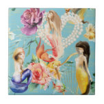 Beautiful Mermaid Nautical Floral Ceramic Tile<br><div class="desc">This design was created through digital art. It may be personalised by clicking the customise button and changing the colour, adding a name, initials or your favourite words. Contact me at colorflowcreations@gmail.com if you with to have this design on another product. Purchase my original abstract acrylic painting for sale at...</div>