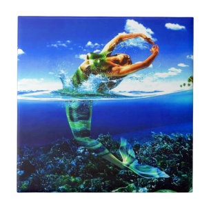 Beautiful Mermaid Paintings Ceramic Tile
