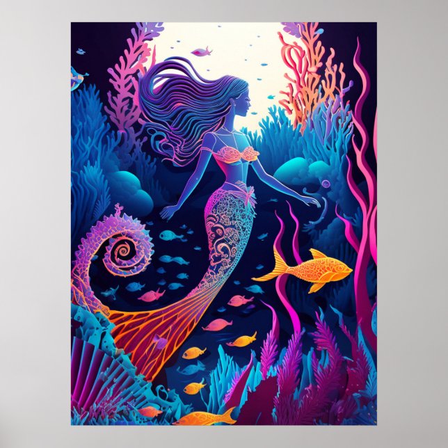 Beautiful Mermaid Sea Nymph Poster (Front)