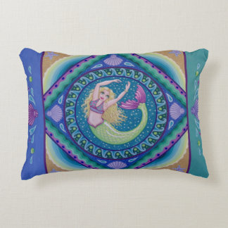 Beautiful mermaid swimming in the sea. decorative cushion