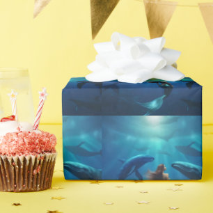 Beautiful Mermaid Swimming With Humpback Whales, Wrapping Paper