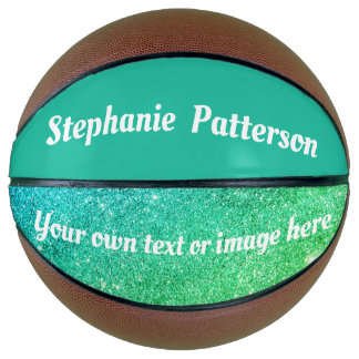 Beautiful Mermaid Teal Glitter Sparkling Custom Basketball