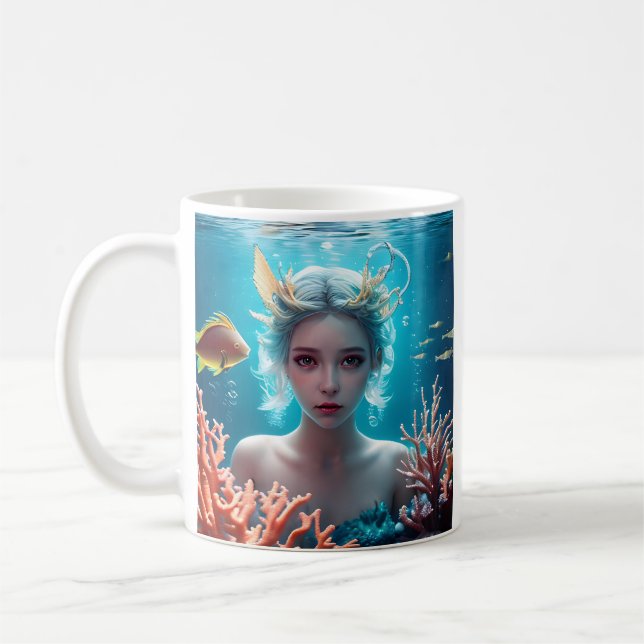 Beautiful Mermaid Under Water Coffee Mug (Left)