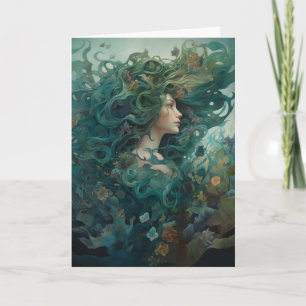 Beautiful Mermaid Whimsical painting Card