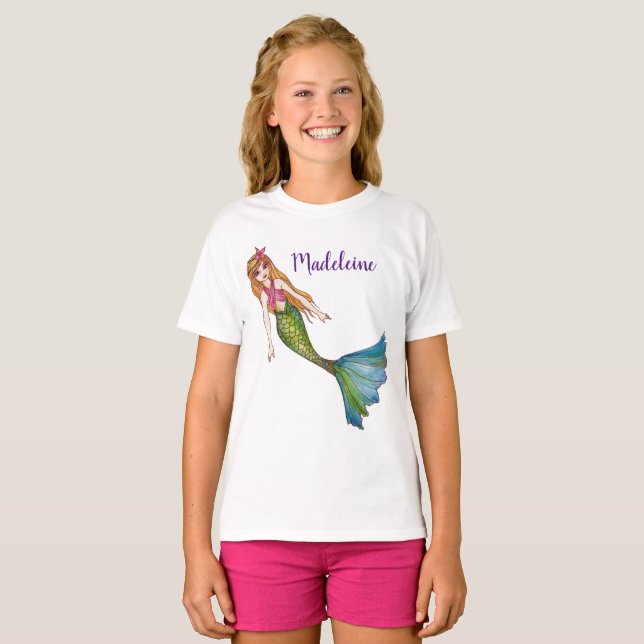 Beautiful Mermaid with Blonde Hair T-Shirt (Front Full)