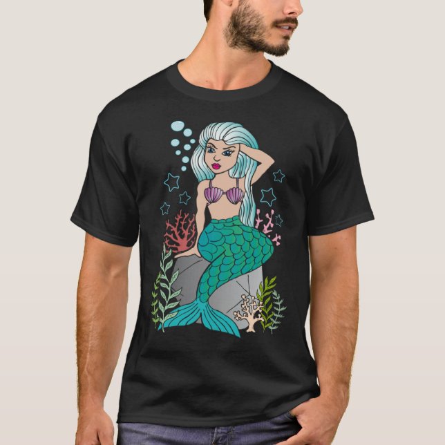 Beautiful Mermaid  Women Girls Underwater Sea Swim T-Shirt (Front)