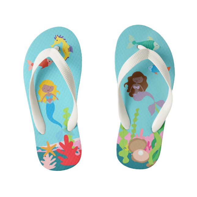Beautiful Mermaids Of Colour Undersea Life Kid's Thongs (Footbed)