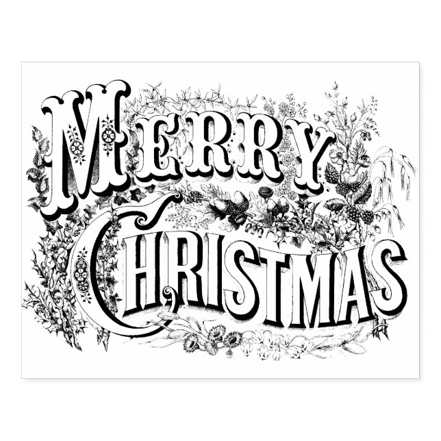 Beautiful Merry Christmas Rubber Stamp (Imprint)