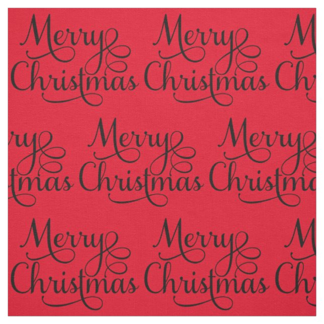 Beautiful Merry Christmas Script Text Fabric (Swatch)