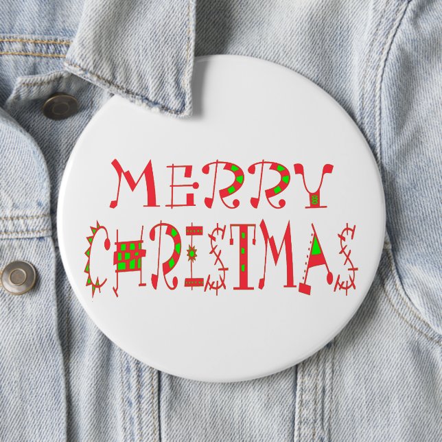Beautiful Merry Christmas Text Pattern Design Art 6 Cm Round Badge (In Situ)