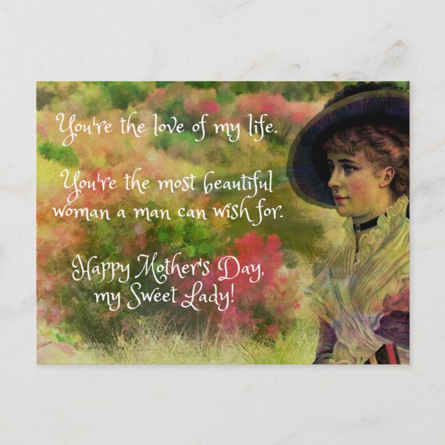 Beautiful Message Husband to Wife Mother's Day Postcard (Front)