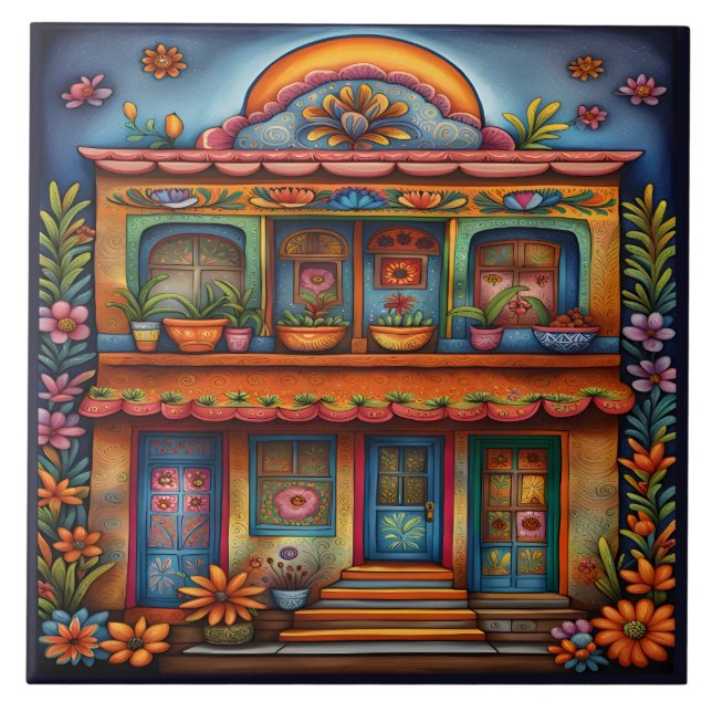 Beautiful Mexican Art Ceramic Tile (Front)