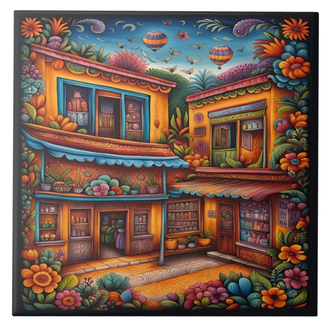 Beautiful Mexican Art Ceramic Tile (Front)