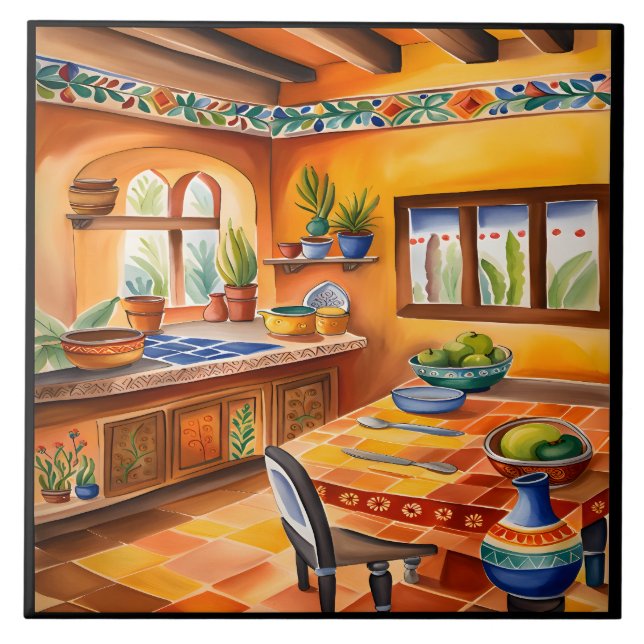 Beautiful Mexican Art Ceramic Tile (Front)