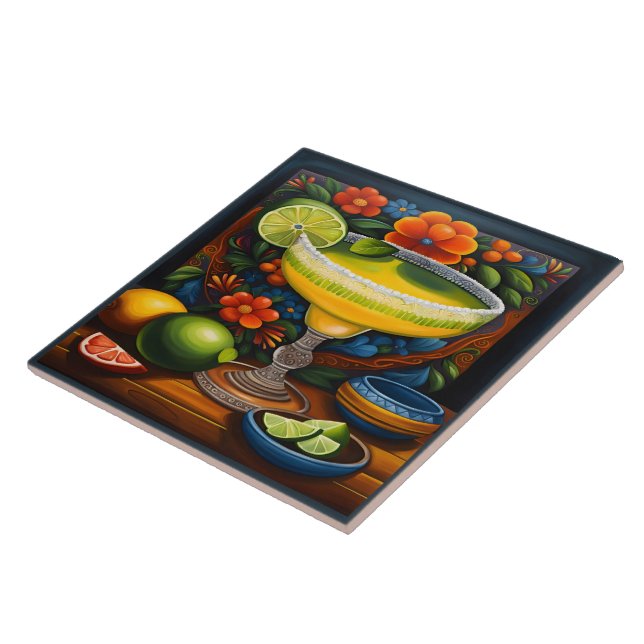 Beautiful Mexican Art Ceramic Tile (Side)