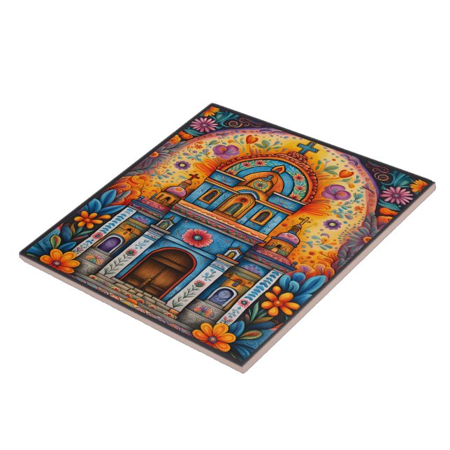 Beautiful Mexican Art Ceramic Tile (Side)