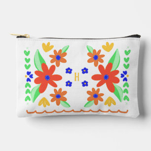Beautiful Mexican Embroidery Monogram Accessory Pouch
