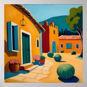 Beautiful Mexican Village in the Mountains Poster