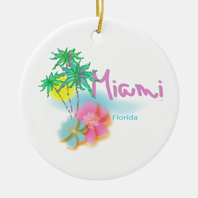 Beautiful Miami Florida Ceramic Ornament (Front)