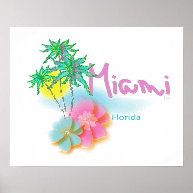 Beautiful Miami, Florida, Palms Poster (Front)