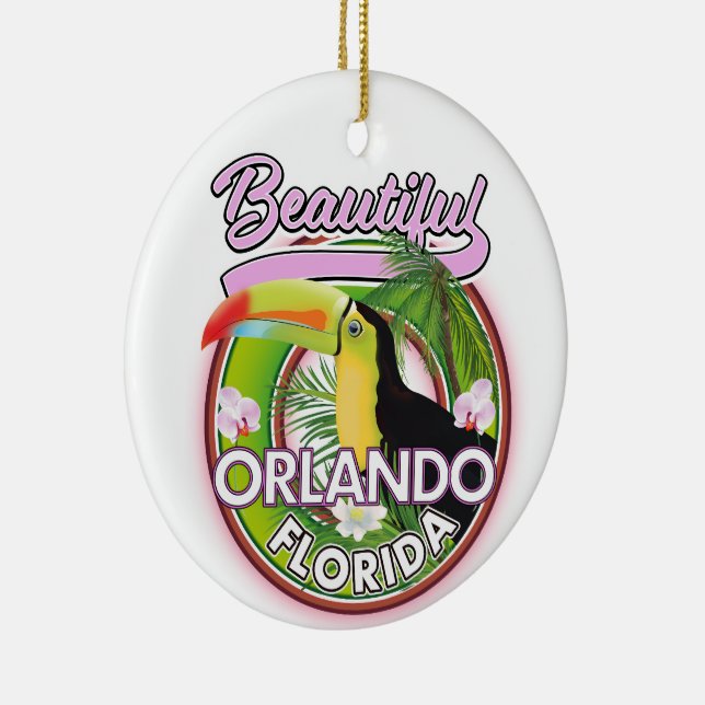  Beautiful Miami Orlando travel logo Ceramic Ornament (Right)