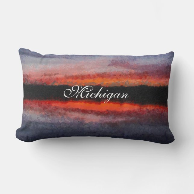 Beautiful Michigan Sunset Lumbar Cushion (Front)