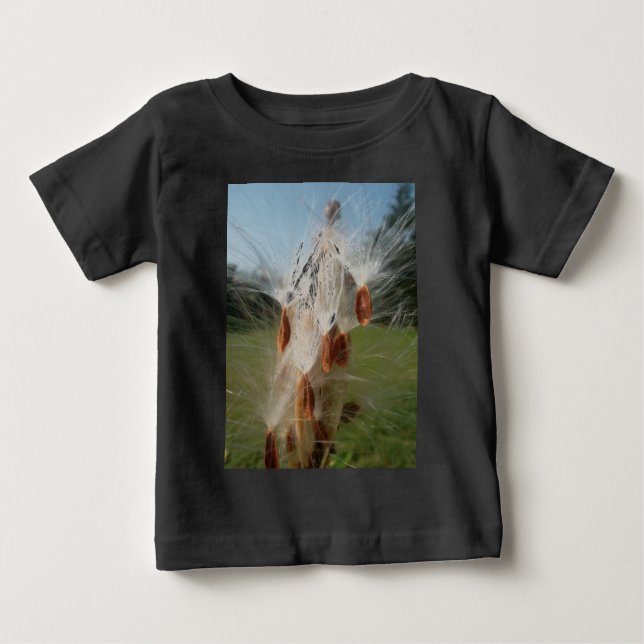 Beautiful Milkweed Magic: A Skyward Flight Design Baby T-Shirt (Front)