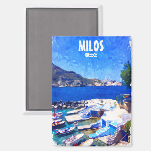 Beautiful Milos Greece Europe Travel Art Magnet