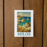 Beautiful Milos Greece Vintage Travel Print Postcard<br><div class="desc">This is a vintage travel art print of Milos Greece on a postcard. The famous travel destination of Milos or Melos is a volcanic greek island in the Aegean Sea, just north of the Sea of Crete and it is well known for its amazing scenery. Personalise and purchase this product...</div>