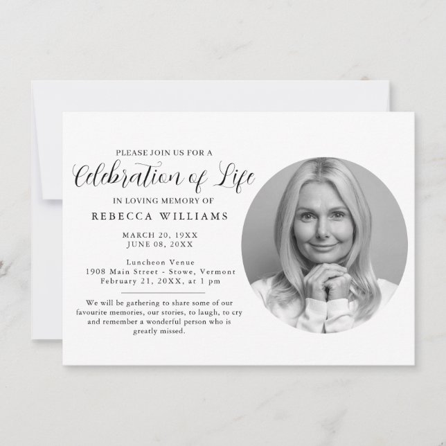 Beautiful Minimal Celebration of Life Invitations (Front)
