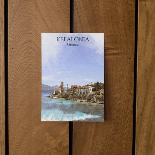 Beautiful Minimal Kefalonia Greece Painting Postcard (kefalonia greece waitercolor painting postcard)