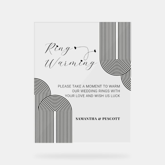 Beautiful Minimal Rings Warming Wedding Acrylic Sign (Front)