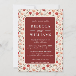 Beautiful Minimal Tulip Flower  Fall Wedding  Invitation