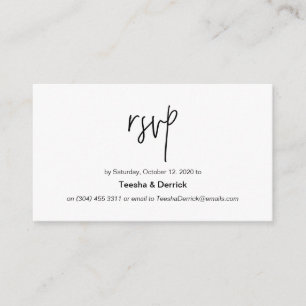 Beautiful minimalism black ink, Wedding RSVP Enclosure Card