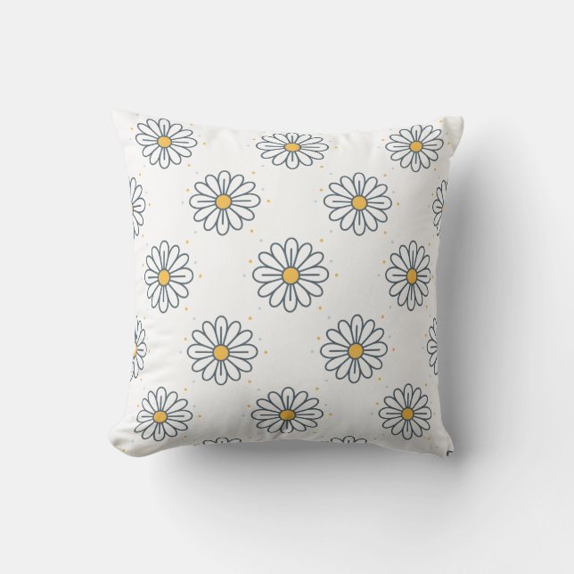 Beautiful, minimalist daisies cushion (Front)