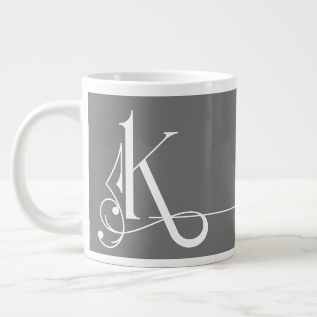Beautiful Minimalist Elegant Monogram K Large Coffee Mug (Left)