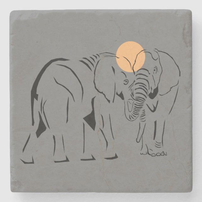 Beautiful Minimalist Elephant Marble Coaster (Front)