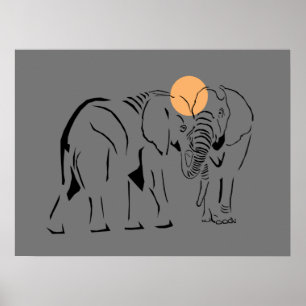Beautiful Minimalist Elephant Poster