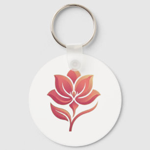 Beautiful Minimalist Lotus Flower Aesthetic T-Shir Key Ring