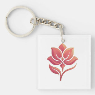 Beautiful Minimalist Lotus Flower Aesthetic T-Shir Key Ring