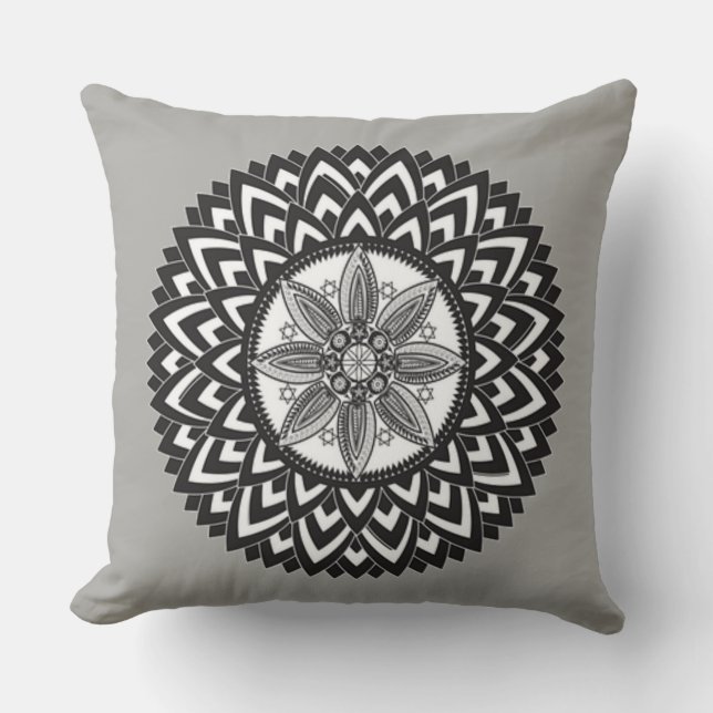 Beautiful, Minimalist, Mandela Design Grey Cushion (Front)