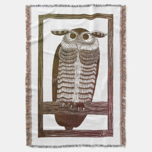 Beautiful minimalistic simple owl throw blanket
