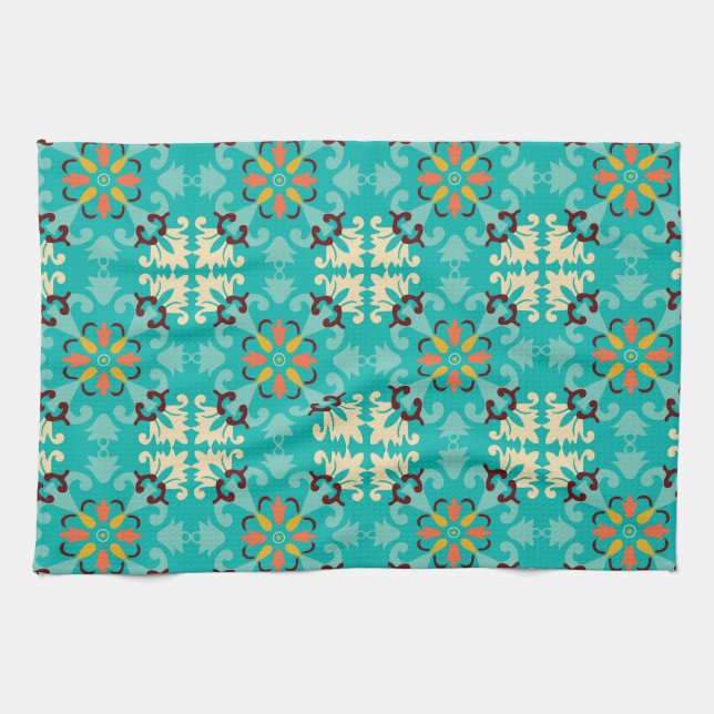 💚💛 Beautiful mint and yellow Azulejos,   Tea Towel (Horizontal)