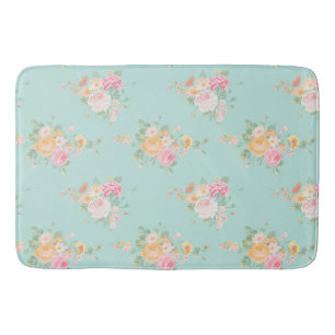 beautiful, mint,shabby chic, country chic, floral, bath mat
