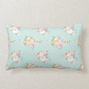 beautiful, mint,shabby chic, country chic, floral, lumbar cushion
