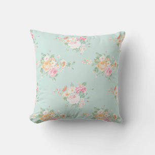 beautiful, mint,shabby chic, country chic, floral, outdoor cushion