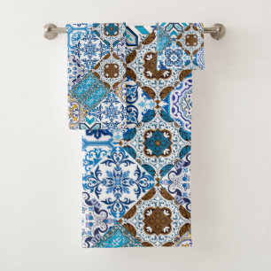 🤩 Beautiful mix of Azulejos  Bath Towel Set